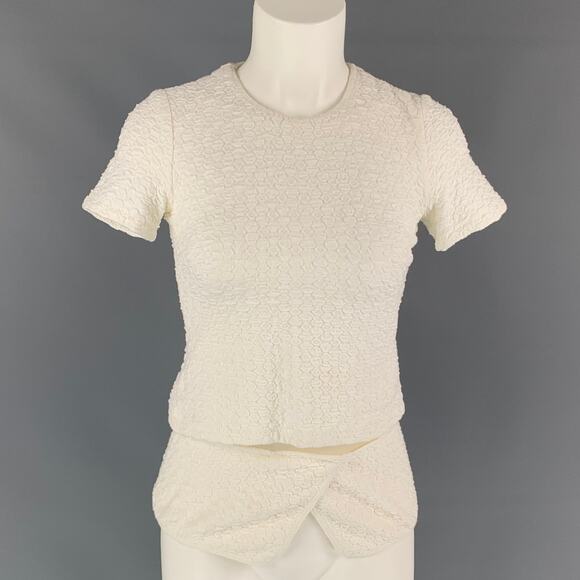 OPENING CEREMONY Size S White Textured Viscose Blend Blouse - Picture 1 of 6